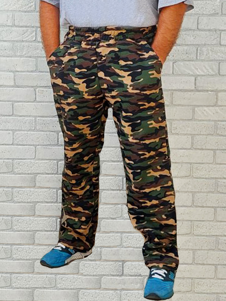 Штаны мужские оптом спортивные камуфляжные большого размера батал теплые зимние трехнитка на флисе р.58 62 66 - фото 1 - id-p2349939645