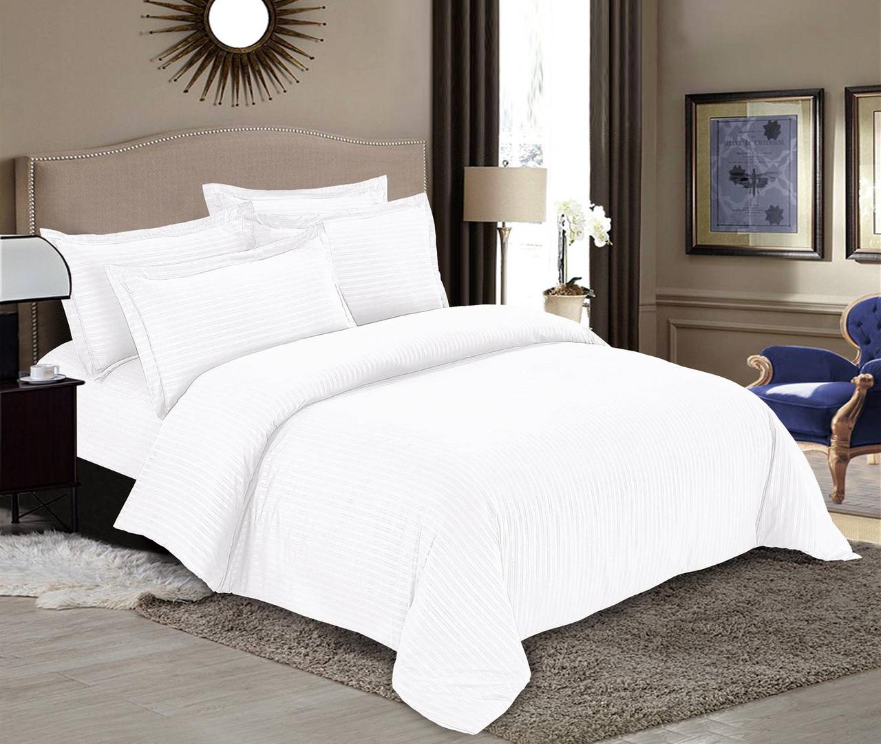 Однотонна біла тканина в смужку 220 см для постільної білизни поліестер поліестер Мікрофібра синтетична MIK-H1 у рулоні 100 м