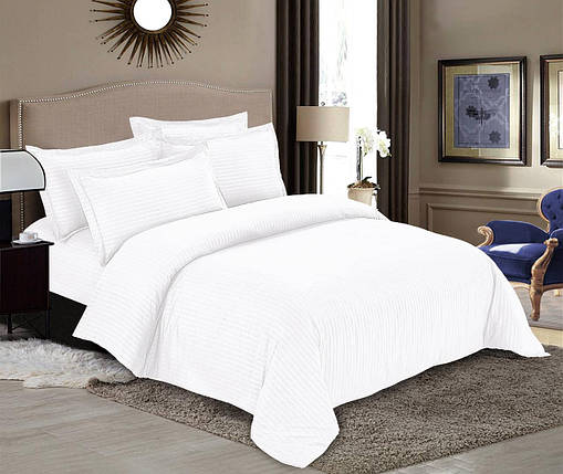 Однотонна біла тканина в смужку 220 см для постільної білизни поліестер поліестер Мікрофібра синтетична MIK-H1 у рулоні 100 м, фото 1