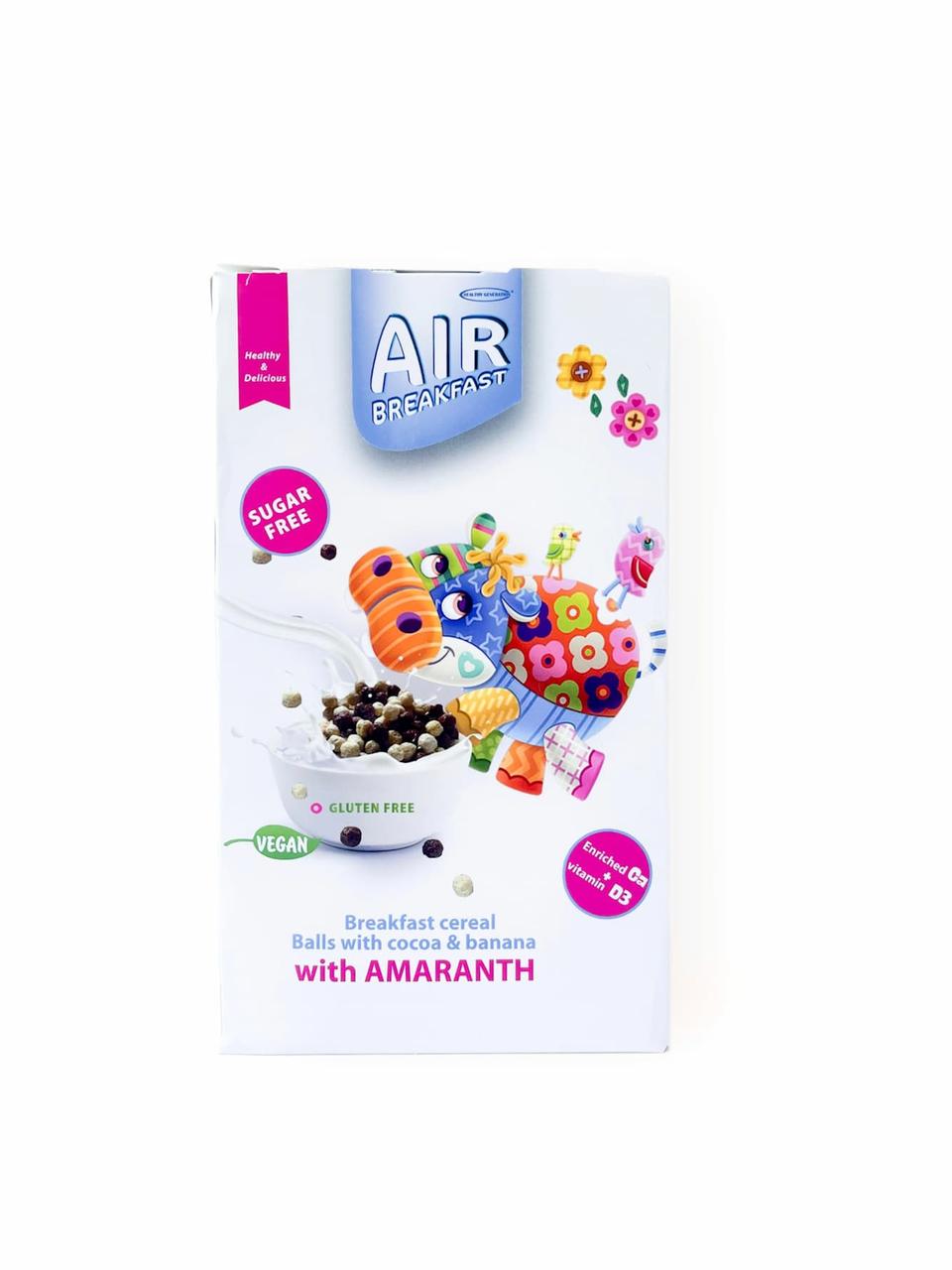 Сухий сніданок AIR Breakfast кульки з амарантом, какао та бананом Healthy Generation, 180 г