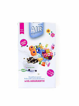 Сухий сніданок AIR Breakfast кульки з амарантом, какао та бананом Healthy Generation, 180 г