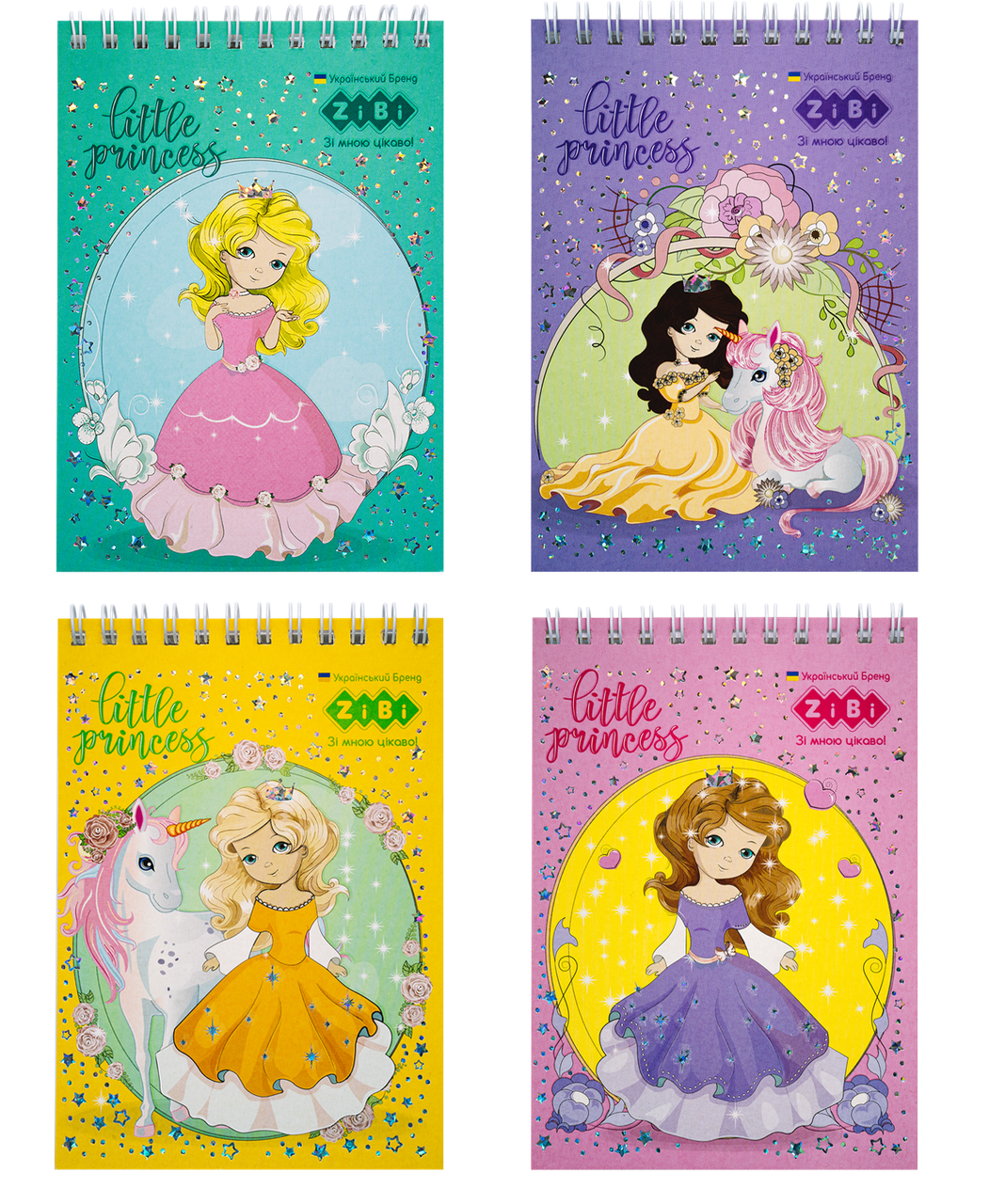 Блокнот на спіралі зверху А6 40арк ZB.12155 PRINCESS картонна обкладинка KIDS Line,асорті (20)