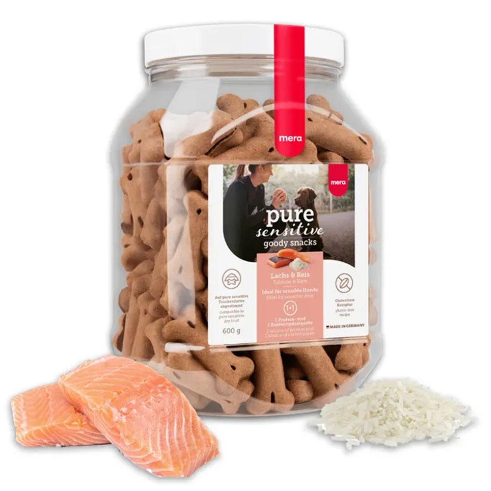 Снеки для чутливих собак із лососем та рисом Mera good snacks pure sensitive Lachs & Reis, 600 г (*)