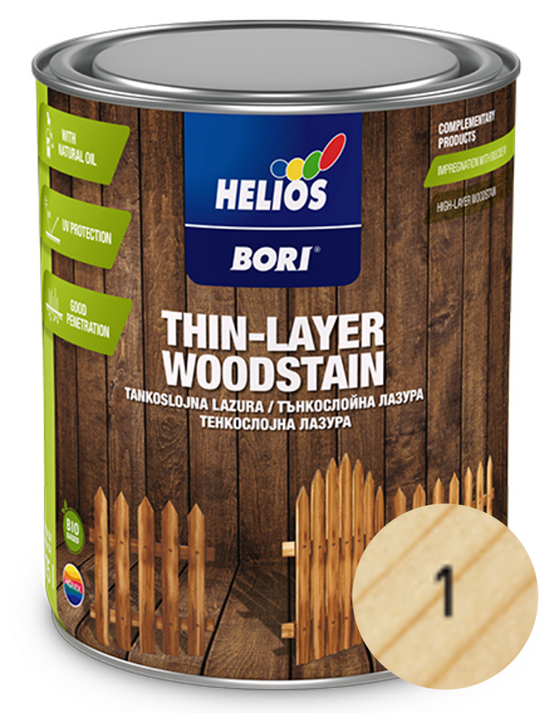 Тонкошарова лазур для деревини BORI Thin-Layer Wood Stain з вмістом олії, безколірна, 0,75л