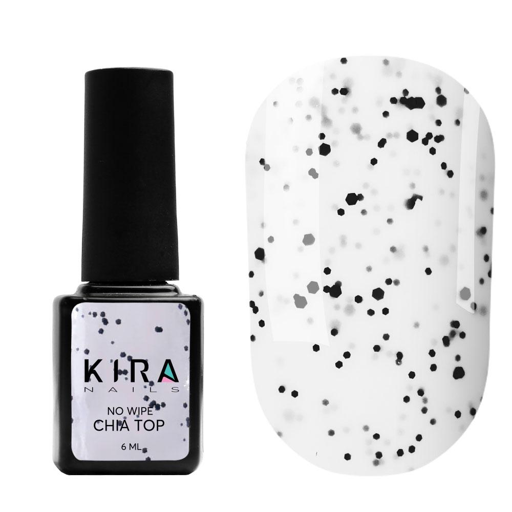 Kira Nails Chia No Wipe Top Coat - закріплювач для гель-лаку Чіа, без липкого шару, 6 мл