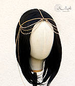 Вишукана, довга тіара  "Silviya" прикраса на голову зі страз з ланцюжками — золотиста Aushal Jewellery