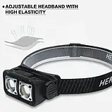 Ліхтар налобний K372-2COB, біле + фарбоване світло, акумулятор, датчик руху, фото 7