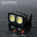 Ліхтар налобний K372-2COB, біле + фарбоване світло, акумулятор, датчик руху, фото 10