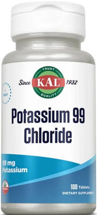 Калій KAL Potassium 99 Chloride 100 tab, фото 1