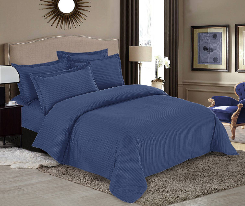 Однотонна синя тканина в смужку 220 см для постільної білизни поліестер Мікрофібра синтетична MIK-H10 у рулоні 100 м