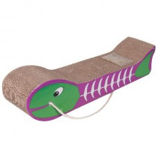 Flamingo Fish Bone Scratching Board ФЛАМІНГО РИБНА КІСТЬ картонна кігтеточка для котів 48х12х11 см, фото 1