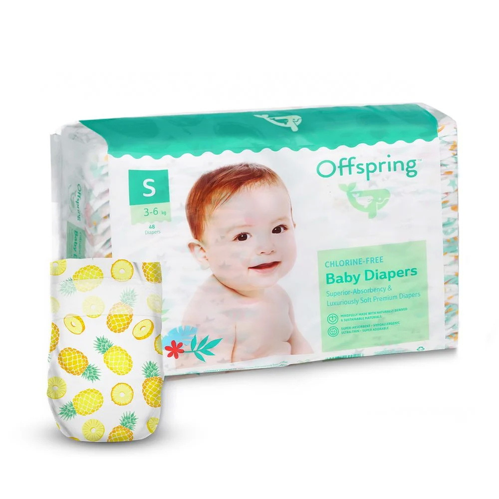 Підгузки Offspring розмір S (3-6 кг) 48 шт, Ананас, фото 1