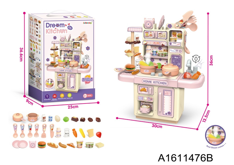 Дитяча іграшкова кухня з продуктами миттям та парою 36T-8, фото 1