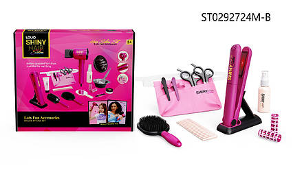 Набір аксесуарів набір перукаря, ножиці, гребінець, бігуді, сумка 626031