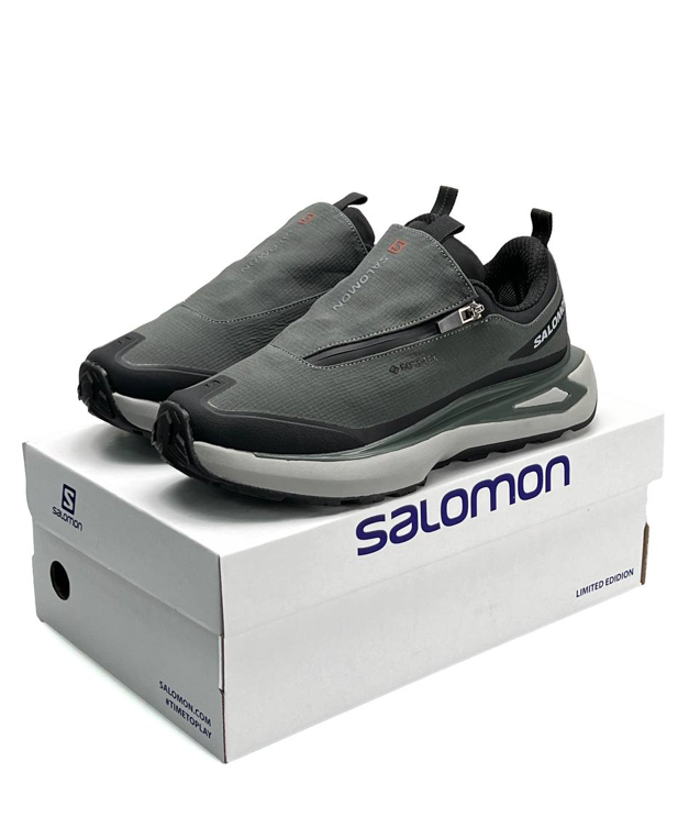 Чоловічі термо кросівки Salomon Odyssey ELMT Advanced Gore-Tex gtx Khaki Grey Саломон Гортекс хакі сірі осінь зима