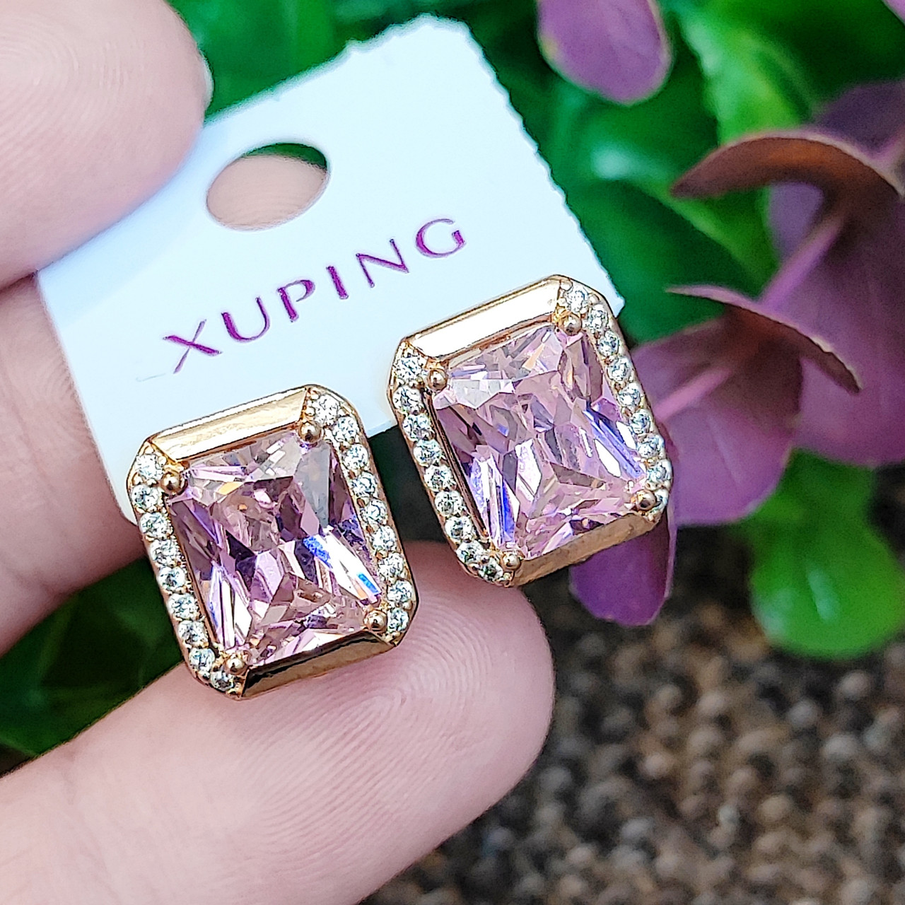 Сережки Xuping довжина 1.4см ширина 1.1см медичне золото позолота 18К с1479