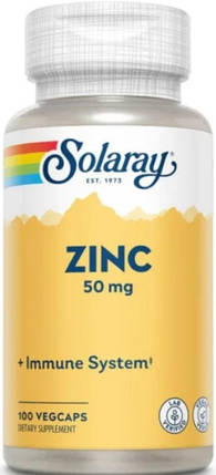 Цинк Solaray Zinc 50 mg (100 veg caps), фото 1