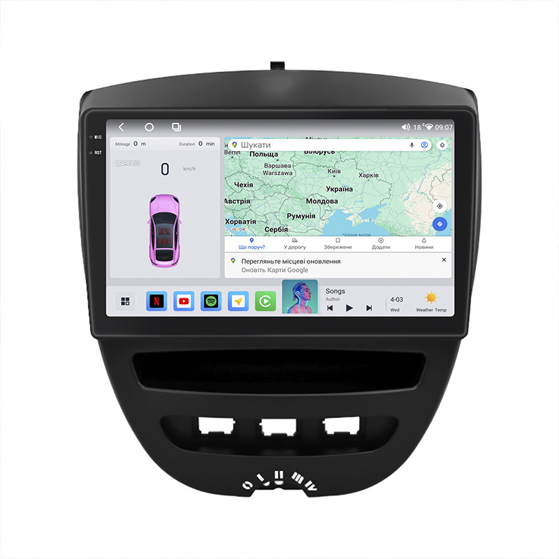 Штатна магнітола Lesko для Citroen C1 I Рестайлінг 2008-2012г 10" 4/64 QLED CarPlay 4G Wi-Fi GPS 360 Prime