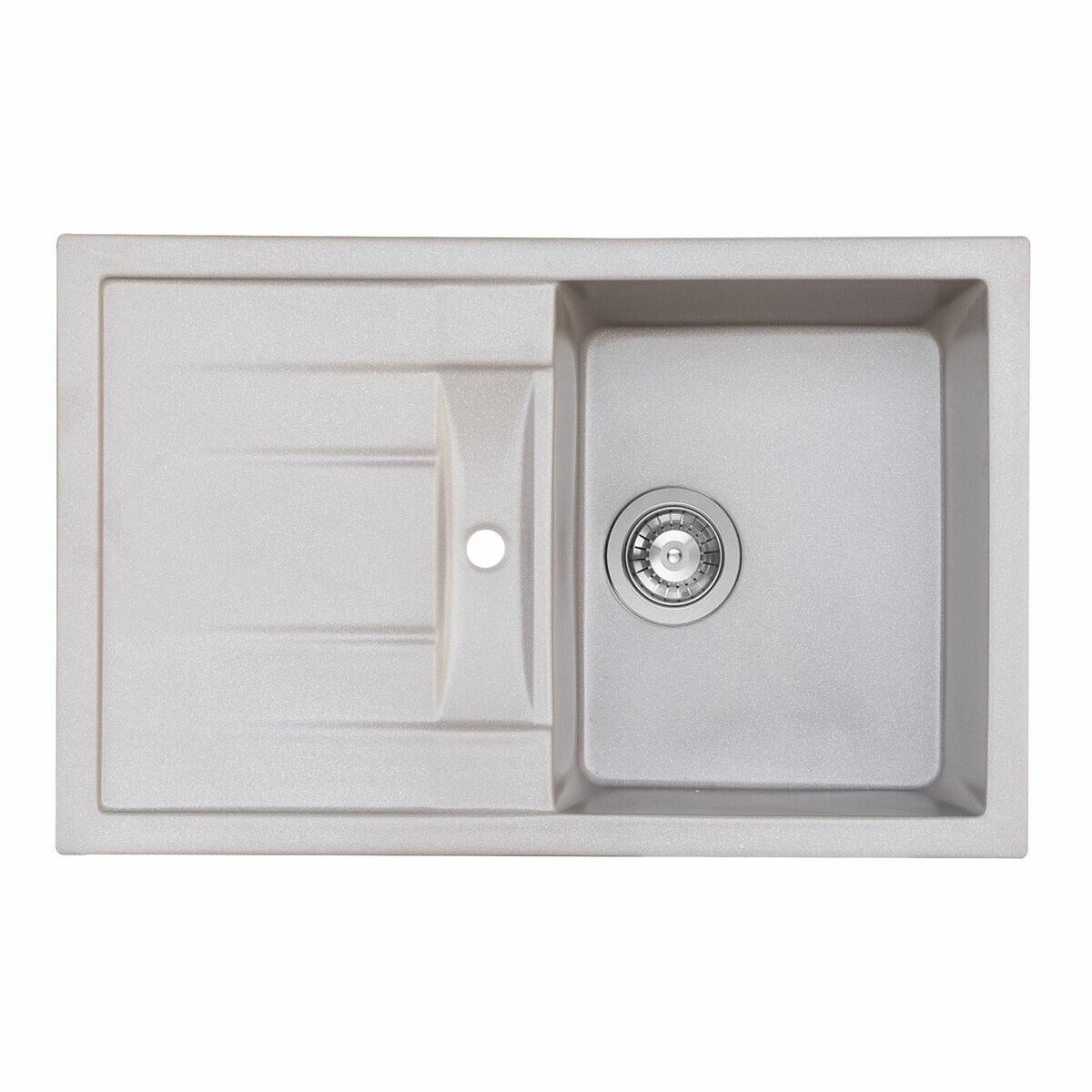 Гранітна мийка для кухні Platinum 7850 PRETSO глянець Сірий металік, фото 1