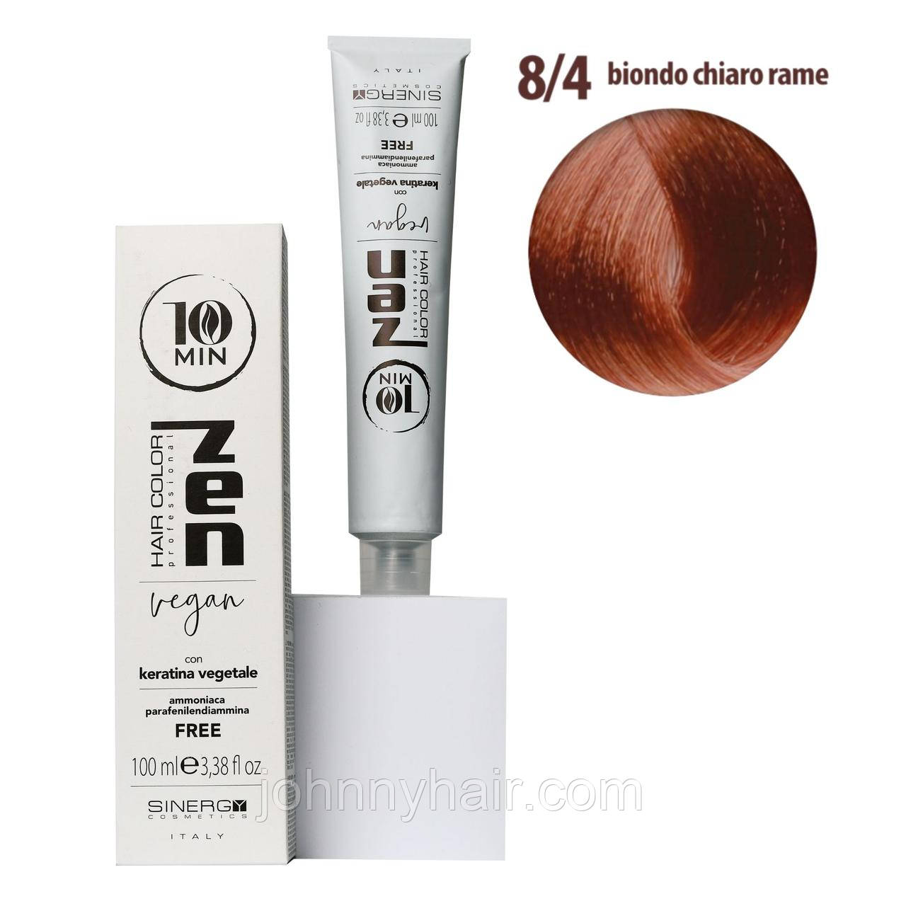 Тонуюча крем-фарба для волосся Sinergy ZEN 10min 8/4 легкий мідний блонд, 100мл, фото 1
