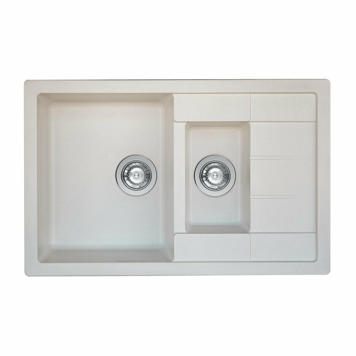 Гранітна мийка для кухні Platinum 7850W TOSKANA матова Біла, фото 1