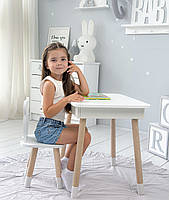 Стіл та стілець для дитячої кімнати, столик з підйомним механізмом 53х60х45 стільчик в виді медвежа, білий, фото 6