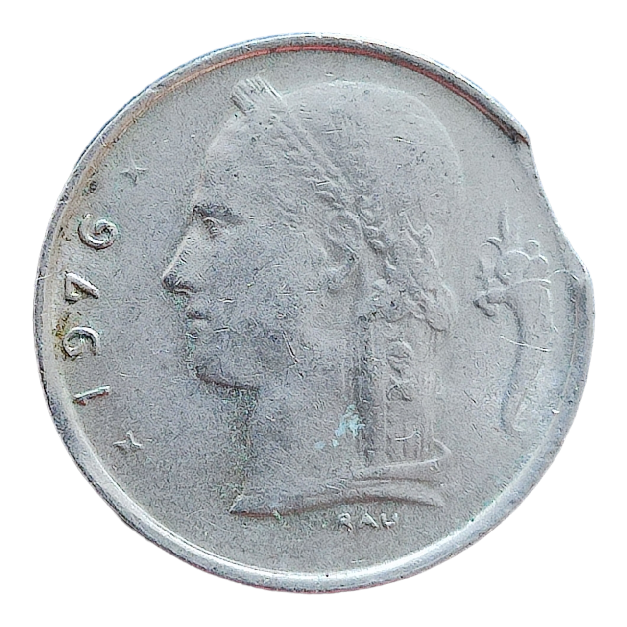 Бельгія 1 франк, 1976 Легенда французькою - 'BELGIQUE' БРАК ВИКУС, фото 1