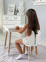 Стіл та стілець в дитячу, столик із підйомним механізмом 53х60х45 стільчик для відпочинку 26.5х26х25, білий, фото 7