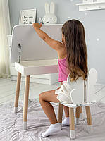 Стіл та стілець в дитячу, столик із підйомним механізмом 53х60х45 стільчик для відпочинку 26.5х26х25, білий, фото 2