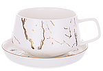 Чашка порцелянова із блюдцем Мармурова розкіш колір - білий із золотом 320 мл 805-728