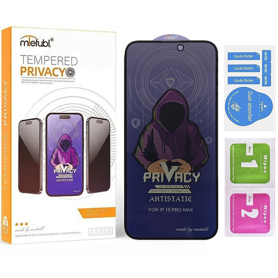 Анти-шпигун захисне скло Mietubl Privacy для Apple iPhone 15 Pro Max