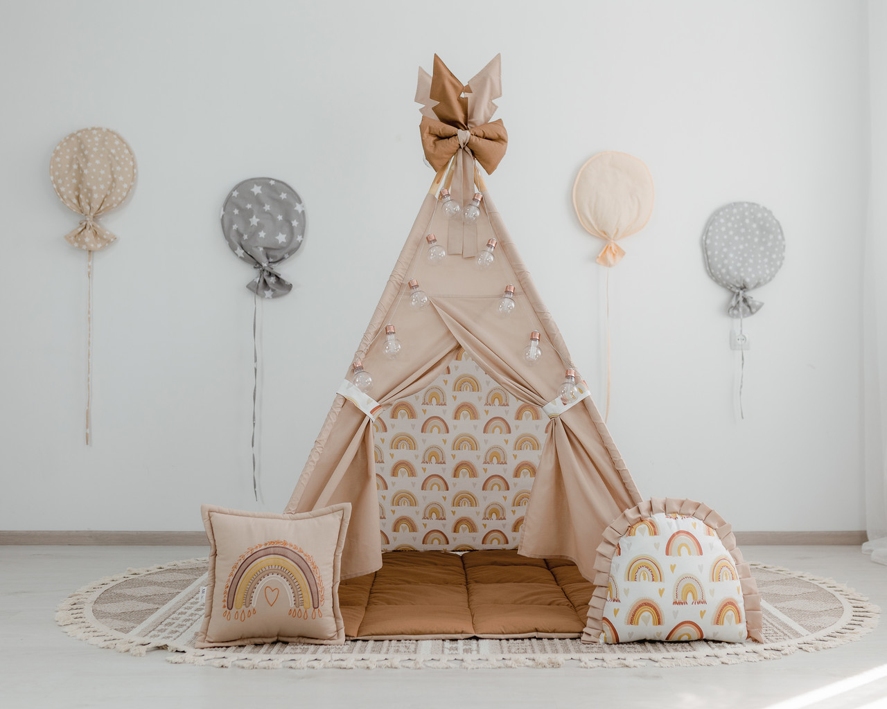 Вігвам для дітей Rainbow + підвісна гойдалка. Повний комплект, фото 1