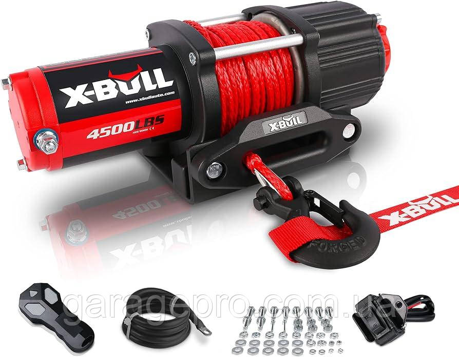 Лебідка для квадроцикла X-BULL 4500 (Синтетичний трос / 12 Вольт / 2041 кг)
