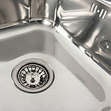 Кухонна мийка з неіржавкої сталі Platinum 5848 ПОЛІрування (0,8/180 мм), фото 5