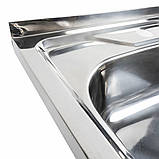 Кухонна мийка з нержавіючої сталі Platinum ПОЛІРОВКА 6060 L (0,7/160 мм), фото 4