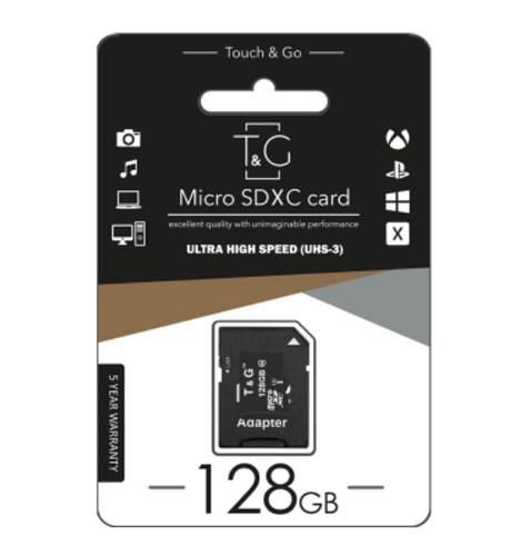 Карта памяти micro SD 128 Гб класс 10 T&G, SD адаптер, микро сд TIP (ID ...