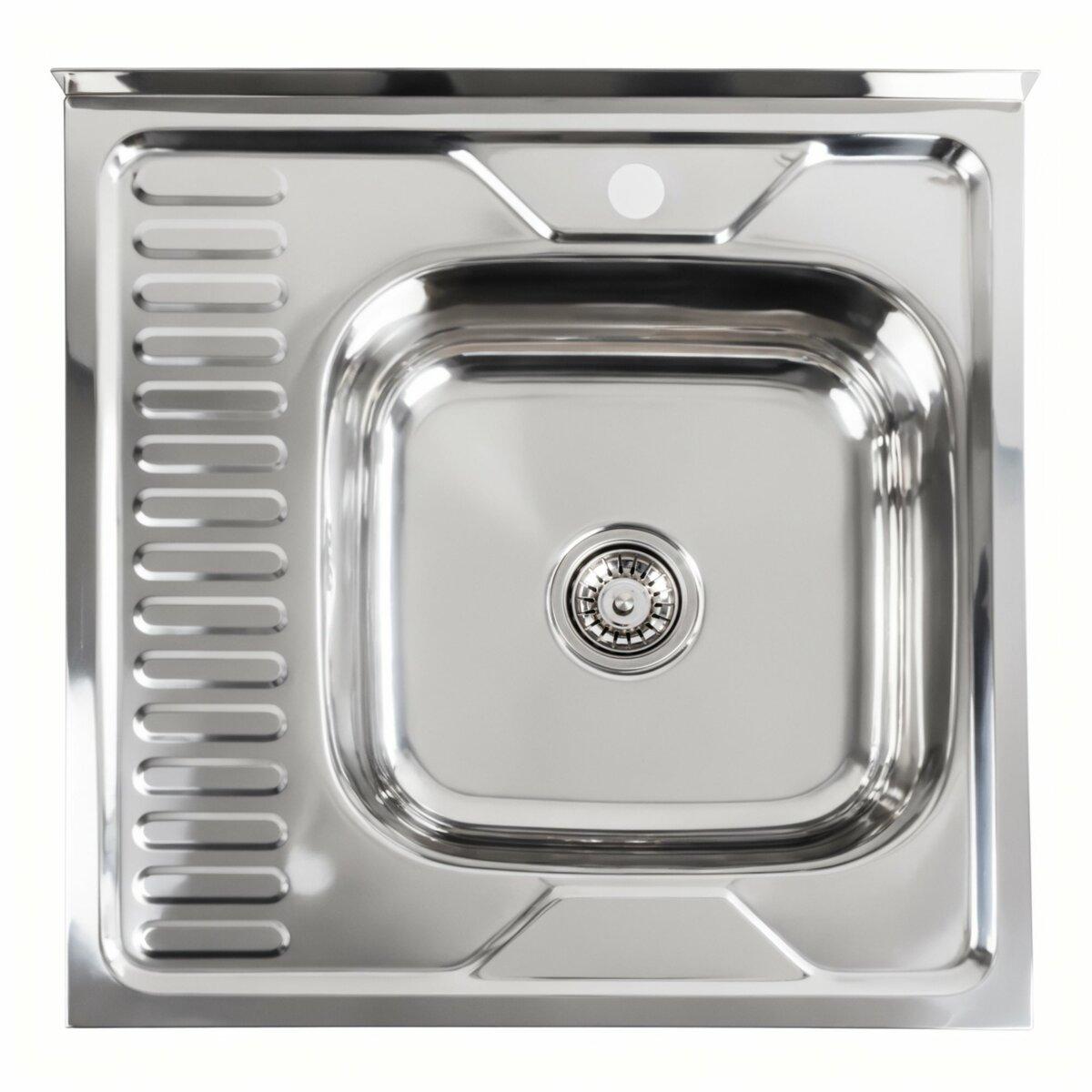 Кухонна мийка з нержавіючої сталі Platinum ПОЛІРОВКА 6060 R (0,7/160 мм), фото 1