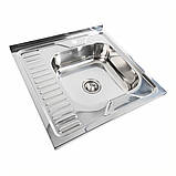 Кухонна мийка з нержавіючої сталі Platinum ПОЛІРОВКА 6060 R (0,7/160 мм), фото 2