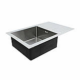 Скляна кухонна мийка Platinum Handmade WHITE GLASS 780х510х200. Біла раковина на кухню, фото 6