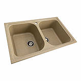 Гранітна мийка для кухні Platinum 7950 Equatoria матовий Бежевий, фото 3