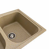 Гранітна мийка для кухні Platinum 7950 Equatoria матовий Бежевий, фото 4