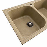 Гранітна мийка для кухні Platinum 7950 Equatoria матовий Бежевий, фото 5