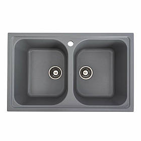 Гранітна мийка для кухні Platinum 7950 Equatoria матовий Сірий металік