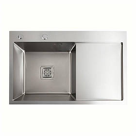 Мийка нержавійка Platinum Handmade 78*50B L (два отвори ,квадратний сифон 3.0/1.0). Раковина на кухню