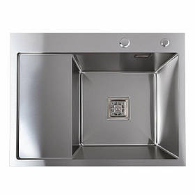 Кухонна мийка Platinum Handmade 65*50 R (квадратний сифон 3,0/1). Сталева мийка для кухні