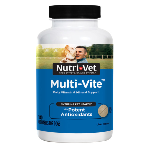 Nutri-Vet Multi-Vit НУТРІ-ВІТ МУЛЬТІ-ВІТ мультивітаміни для собак, жувальні таблетки 180 таб., фото 1