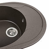 Гранітна мийка для кухні Platinum 5847 ONYX матова Темна скеля, фото 6