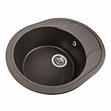 Гранітна мийка для кухні Platinum 5847 ONYX матова Темна скеля, фото 5