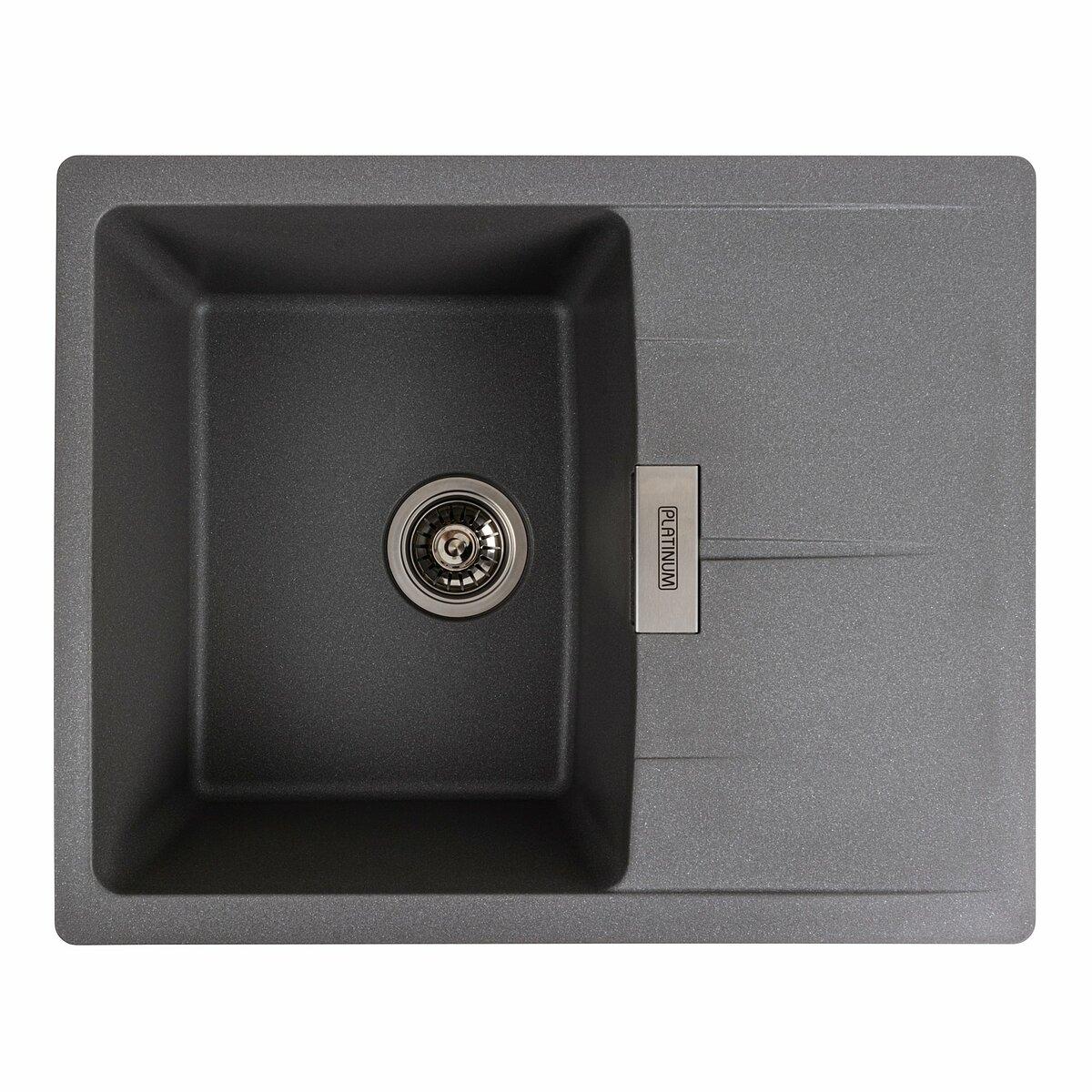 Гранітна мийка для кухні Platinum 6250 ZIRKONE матовий Сірий мусон, фото 1