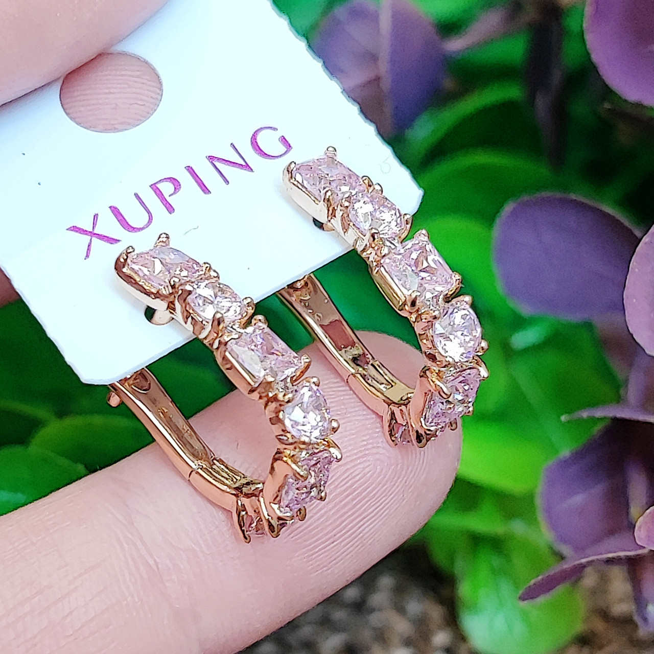 Сережки Xuping довжина 1.9см ширина 4мм медичне золото позолота 18К с1487